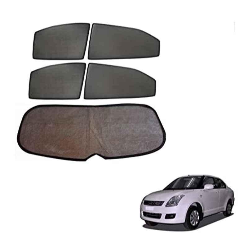 Kozdiko 5 Pcs Mesh Black Fixed Window & Rear Sun Shades Set for Maruti Suzuki Old Dzire