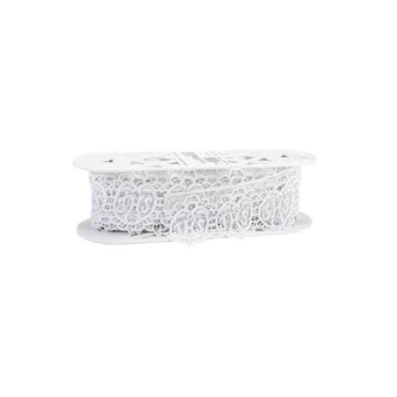 Abstract 3-1/8 inch White Edge Venice Lace