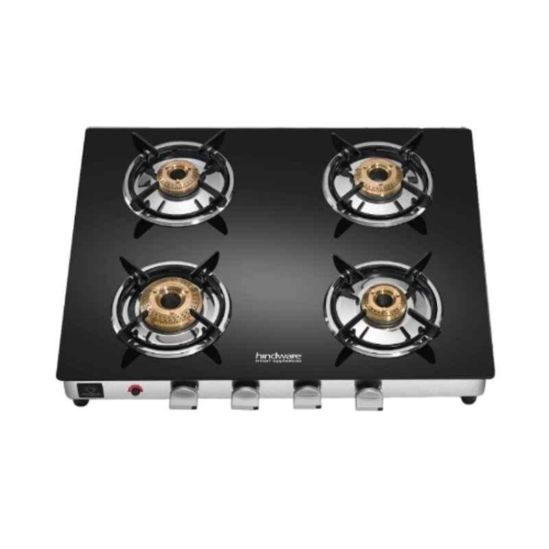 Hindware ARMO Plus GL 4B AI Glass Top Cooktop with 4 Brass Burner & Automatic Ignition, CT 100214