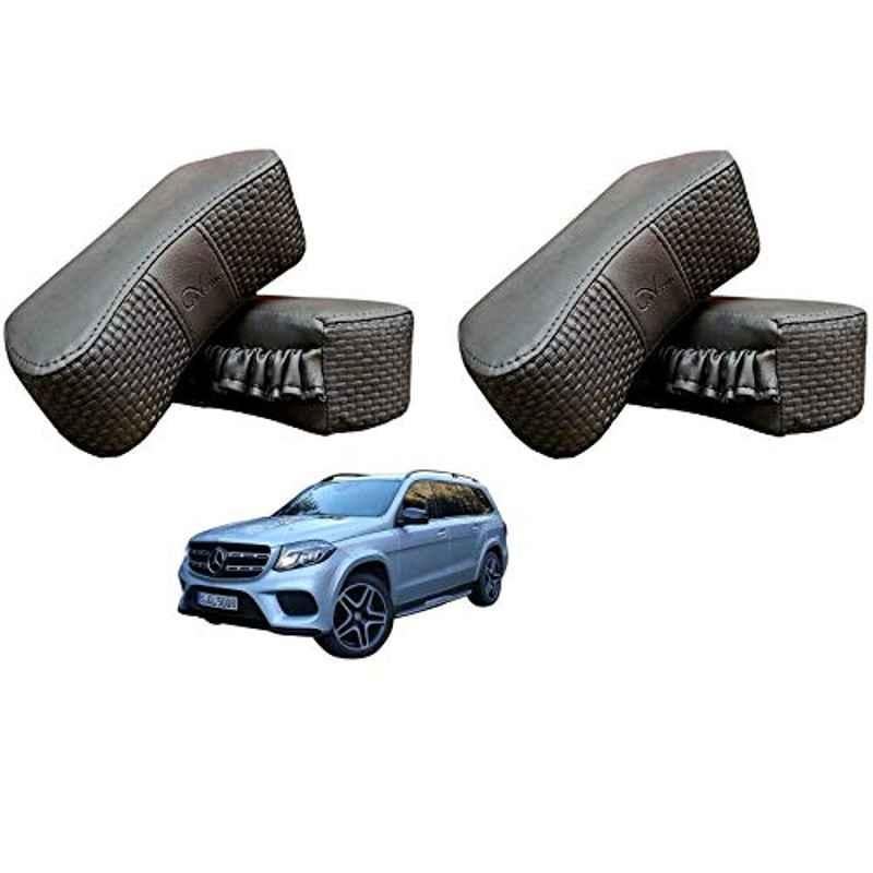 Kozdiko 4 Pcs CV Designer Grey Leatherite Neck Rest Car Cushion Pillow Set for Mercedes Benz Gls-Class