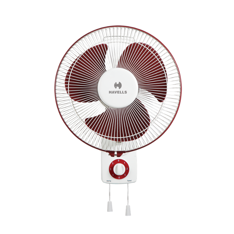 Havells Accelero HS 100W White & Red Wall Fan, FHWACHSWHR12, Sweep: 300 mm