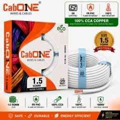 CabONE Lite 1.5 Sqmm White Single Core FR PVC Insulated CCA Copper Electrical Wire, Length: 45 m