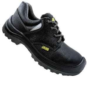 JAMA Leather PU Steel Toe Black Safety Shoes, 82543-JR003DD-08, Size: 8