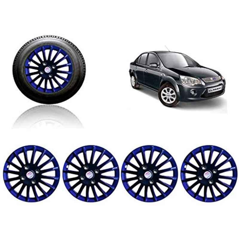 Auto Pearl 4 Pcs 14 inch ABS Black & Blue Press Fitting Wheel Cover Set for Ford Fiesta Classic