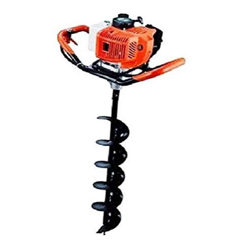Shakun 1.9kW 52CC 2 Stroke Petrol Engine Red & Orange Heavy Duty Drill Hole Earth Auger with 6 inch Drill