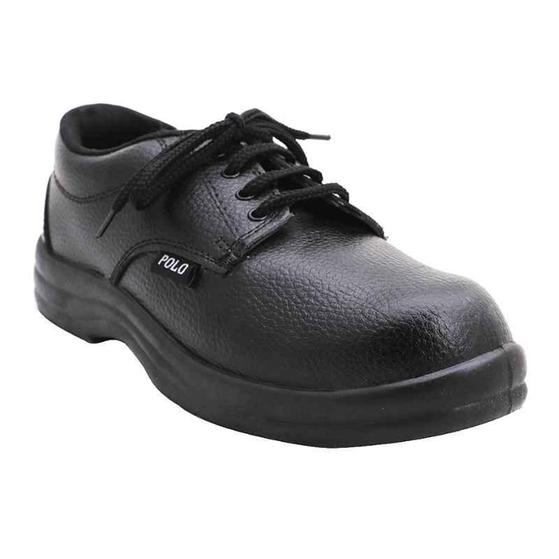 Polo Indcare Steel Toe Black Work Safety Shoes, Size: 11