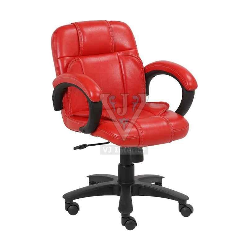 VJ Interior 17 inch Red Low Back Leather Office Visitor Chair, VJ-1306