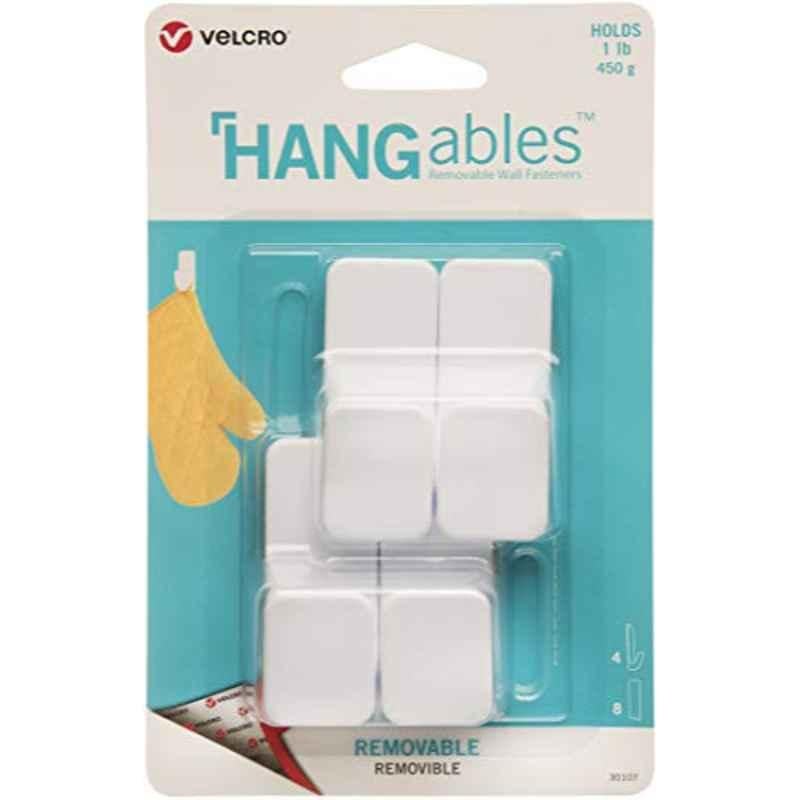 Velcro 4Pcs VEL-30107 1 lb White Hangables Removable Wall Hook, Size: Small