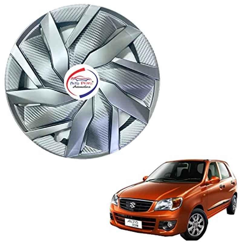 Auto Pearl 4 Pcs 13 inch ABS Silver EGS16 Hubcap Wheel Cover Set with Retention Ring for Daewoo Matiz