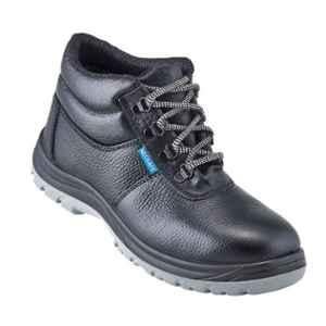 NEOSafe Helix A7025 High Ankle Steel Toe Black Leather Work Safety Shoes, Size: 9