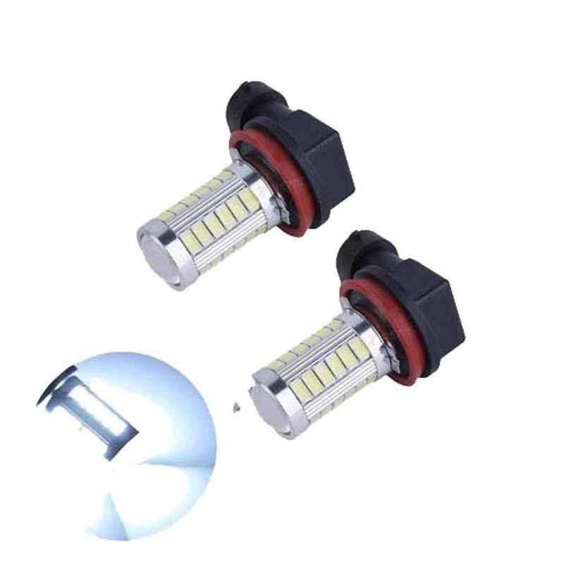 AllExtreme EXCBL02 2 Pcs H11 80W White Connector Chip Based Super Bright LED Corn Headlight Bulb Set