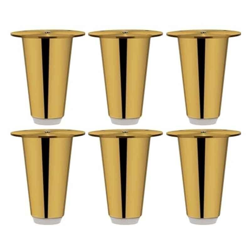 Plantex 3 inch Stainless Steel Gold Sofa Legs with Rubber Grip (Pack of 6)