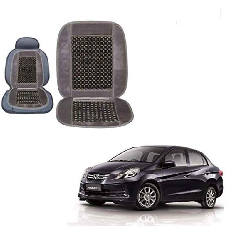 Kozdiko Wooden Bead Seat with Grey Velvet Border for Honda Old Amaze 2013-2017