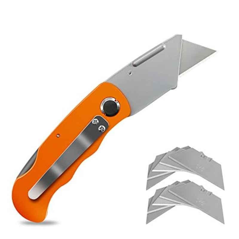 Syitcun 6 inch Lock-Back Folding Utility Knife with 10 Pcs Blade