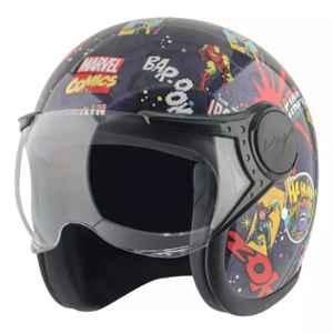 Vega Jet Marvel Comics Edition ABS Blue Red Open Face Helmet, Size: Medium