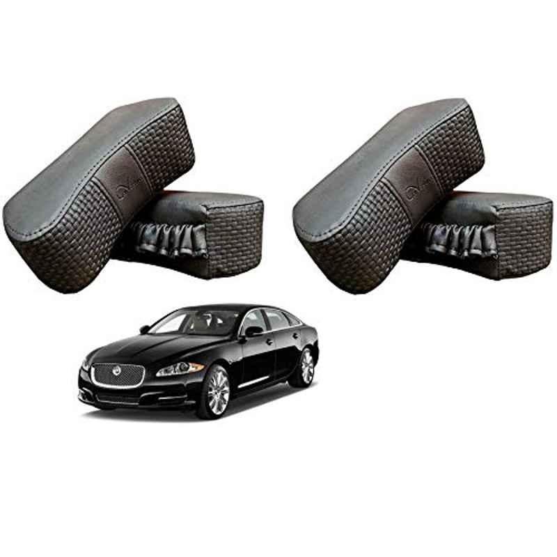 Kozdiko 4 Pcs CV Designer Grey Leatherite Neck Rest Car Cushion Pillow Set for Jaguar XJ-Type