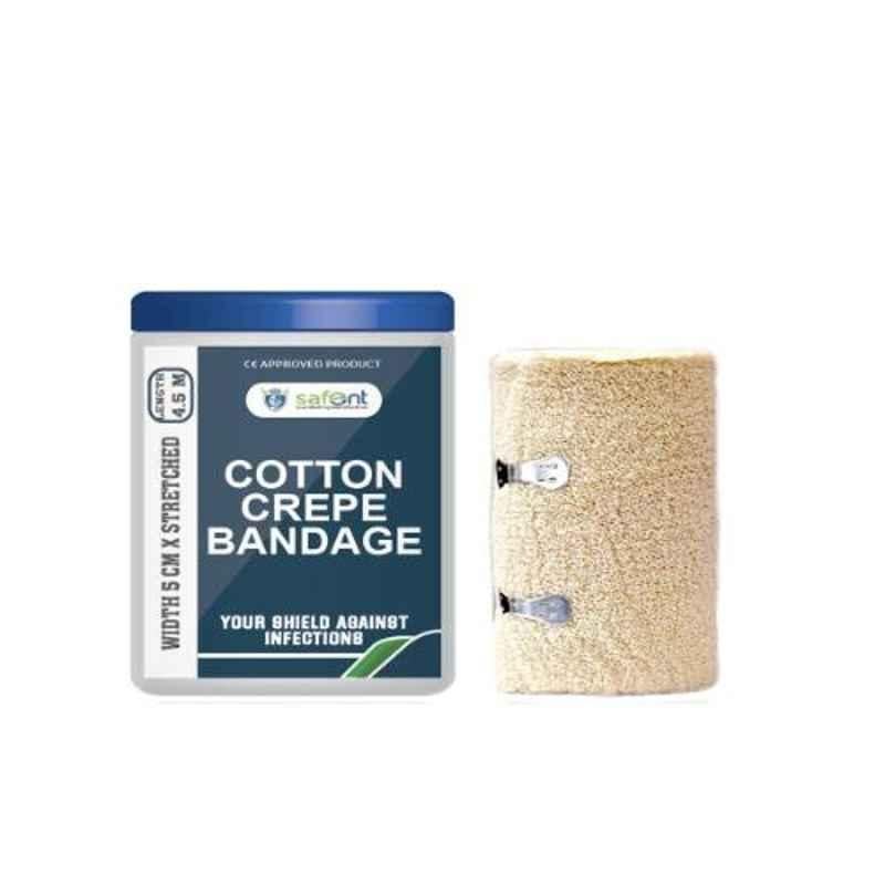 Safent 2 inch 5cmx4.5m Cotton Crepe Bandages, SAFE0046 (Pack of 8)