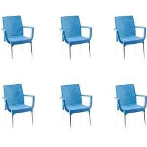 Italica Polypropylene Light Blue Plasteel Arm Chair, 1215-6 (Pack of 6)