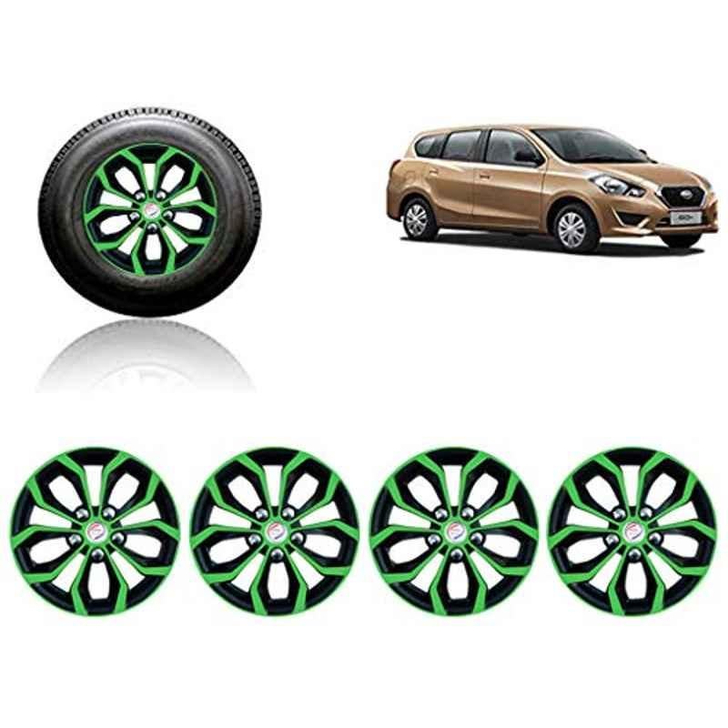 Auto Pearl 4 Pcs 13 inch ABS Green & Black Car Wheel Cover Set for Datsun Go Pls