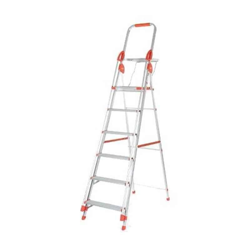 Bathla Zenith Plus 6 Step Silver & Orange Aluminium Ladder