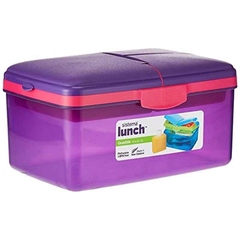Sistema 2L Plastic Purple Slimline Quaddie Colored Box, 3970