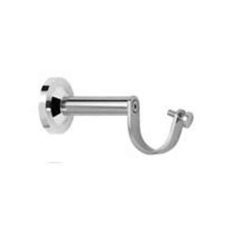 Nixnine Stainless Steel Fancy Silver Curtain Rod Support, SS_A-925_2PS (Pack of 2)