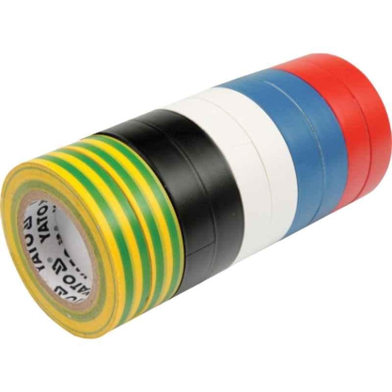 Yato 10 Pcs 19x0.13mm 20m PVC Electrical Insulation Tape Set, YT-8173