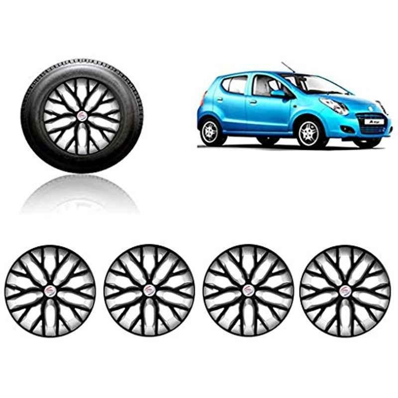 Auto Pearl 4 Pcs 13 inch ABS Black &a; Silver Press Type Fitting Car Wheel Cover Set for Maruti Astar-picture-26