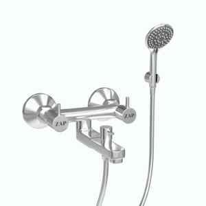 ZAP Elixir Brass Wall Mounted Non Telephonic Wall Mixer with Crutch, Multi Function Hand Shower & 1.5m Flexible Tube