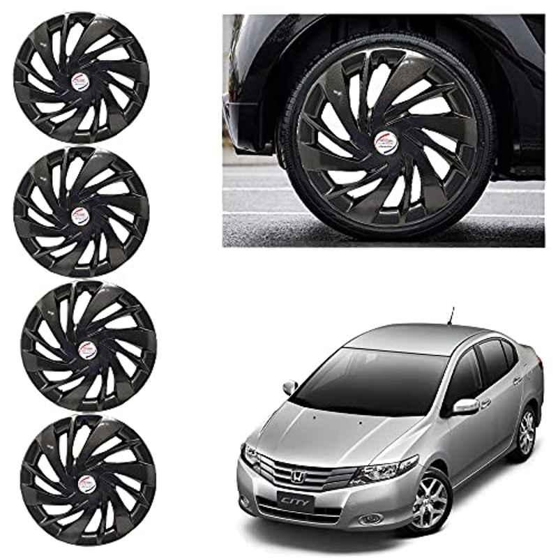 Auto Pearl 4 Pcs 15 inch ABS Black Car Wheel Cover Set for Honda City Ivtec 2011, WCBLK06
