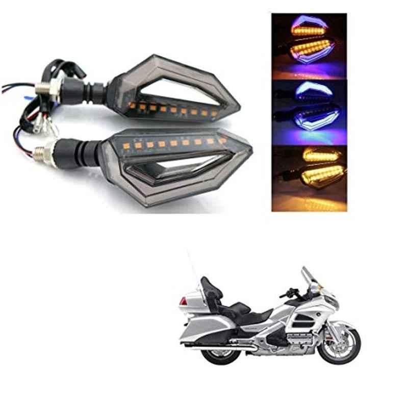 Kozdiko 4 Pcs Bike D Shaped 9 LED Front & Rear Side Turn Signal Indicator Light Set for Honda Gold Wing GL 1800