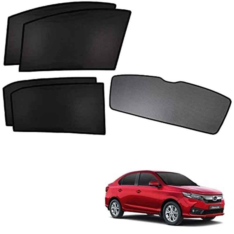 Kozdiko 5 Pcs Polyester Black Non Magnetic Window & Rear Sun Shades Set for Honda Amaze 2018-Present