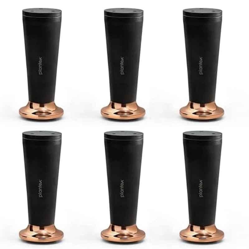 Plantex 6 inch Aluminium Black & Rose Gold Sofa Legs with Rubber Grip, DTS-87 (Pack of 6)