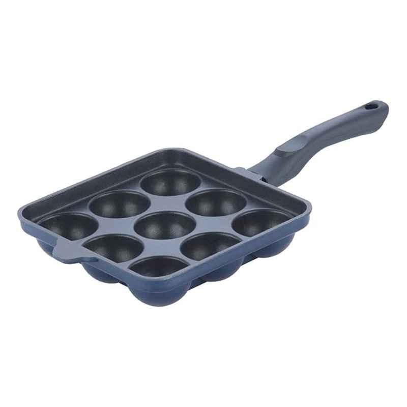 Vinod Zest 9 Pits Blue Non-Stick Paniyarakkal with Handle, NSPS