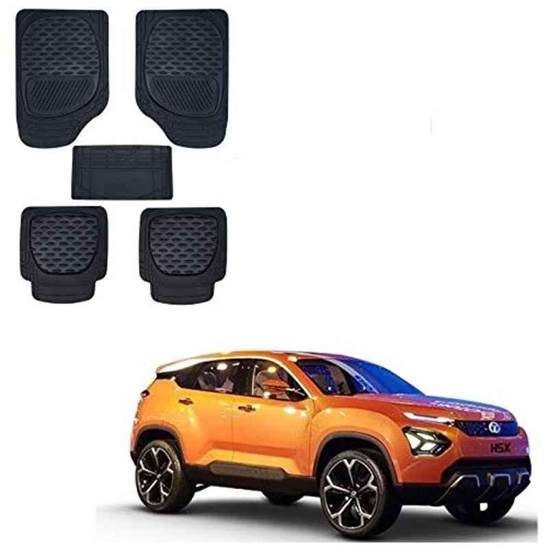 Kozdiko 6255 5 Pcs Rubber & PVC Black Heavy Car Foot Mat Set for Tata H5X