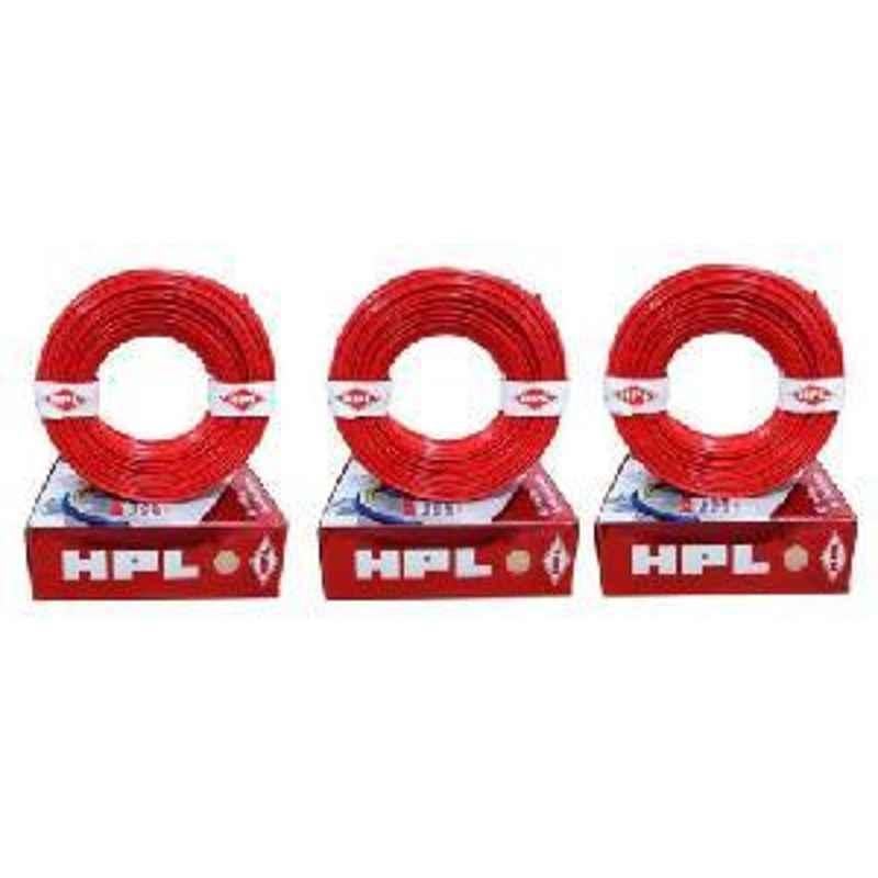 HPL 1.5 Sq mm Wire single core 90Mtr. FR Pack of 3-Red HFR000150090RD