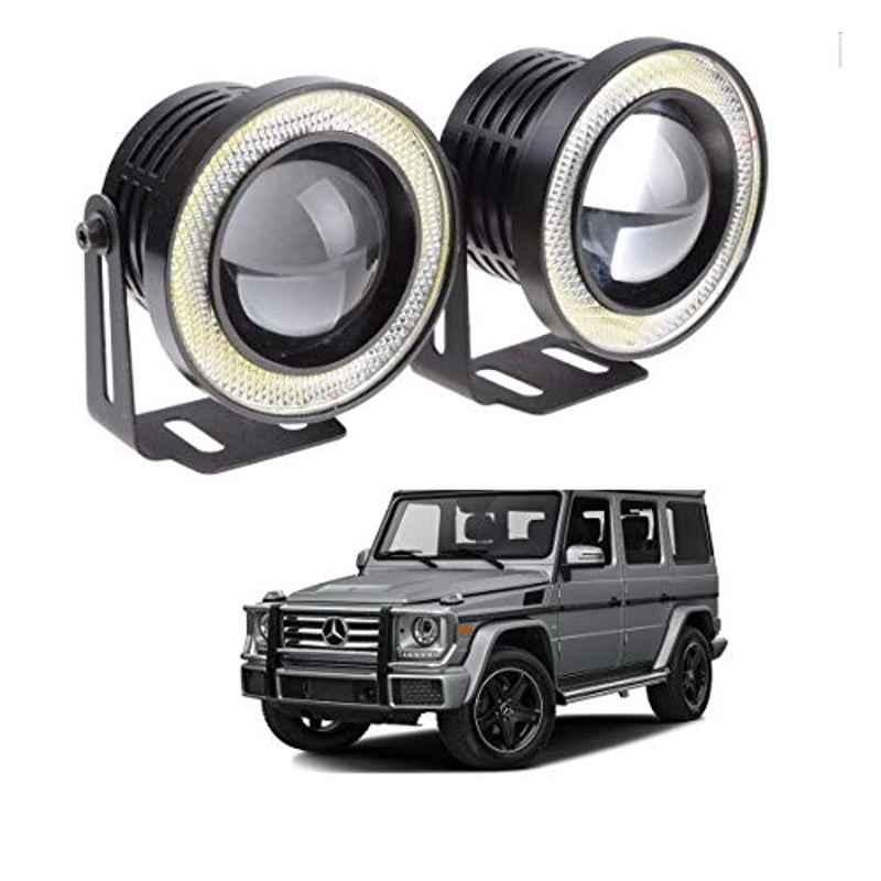 Kozdiko 2 Pcs 15W 3.5 inch High Power White LED Projector COB Fog Light Set with White Angel Eye Ring for Mercedes Benz G-Class, koz_89229