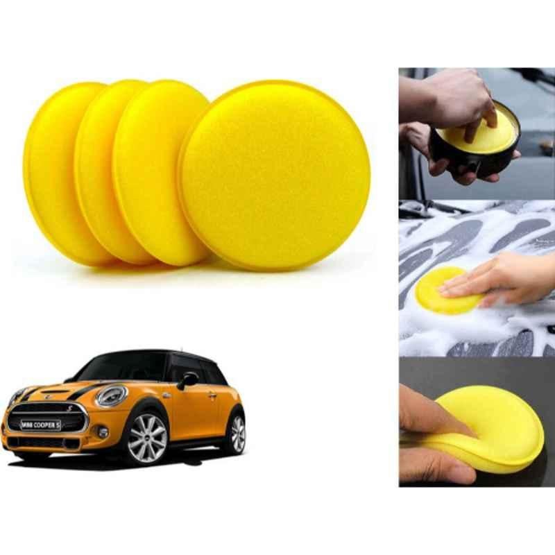 Auto Pearl Polyurethane Beige Washing & Waxing Polish Foam Sponge for Cooper (Pack of 4)