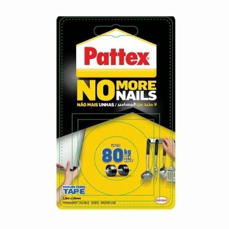Pattex Double Sided Mounting Tape, 1687500, 1.5 mx19 mm, 80kg Holding Capacity, 12 Pcs/Pack
