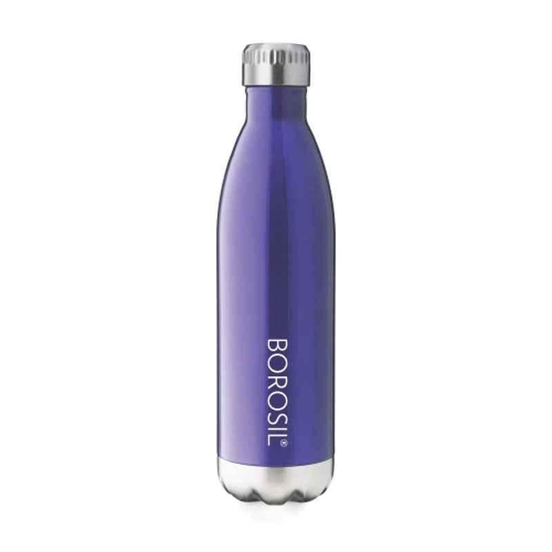 Borosil Bolt 750ml Stainless Steel Trans Blue Vacuum Insulated Flask Water Bottle, FGBOL0750BL