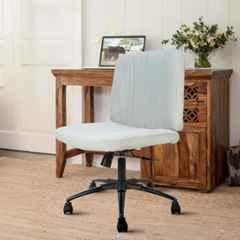 Cellbell Comfy Velvet Medium Back Grey Ergonomic Chair with Wheel, CBHKFOC14452