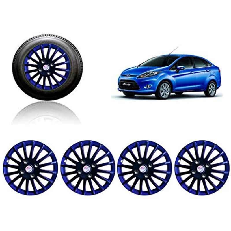 Auto Pearl 4 Pcs 14 inch ABS Black & Blue Press Fitting Wheel Cover Set for Ford Fiesta