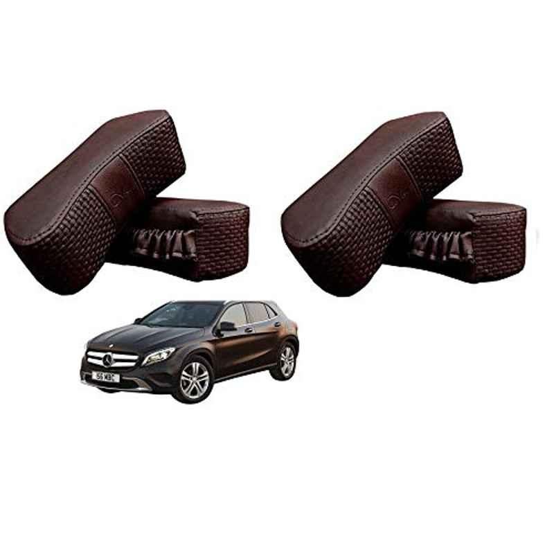 Kozdiko 4 Pcs CV Designer Cola Leatherite Neck Rest Car Cushion Pillow Set for Mercedes Benz GLA-Class