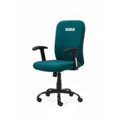 Newturn Rainbow Velvet Green Medium Back Ergonomic Revolving Chair with Height Adjustment
