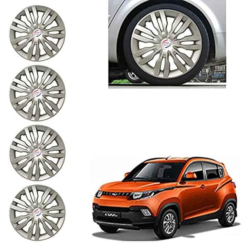 Auto Pearl 4 Pcs 14 inch ABS Silver Wheel Cover Set for Mahindra KUV-100