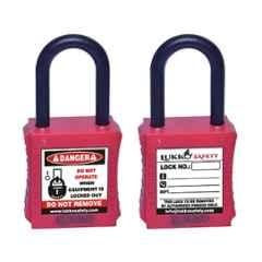 Lukko Safety 38mm Nylon Shackle Red Safety Lockout Padlockwith 2 Alike Keys, LS-LC40