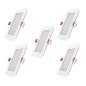 FYBROS Faro 6W Polycarbonate Natural White Square LED Panel Light, FLS5079E (Pack of 5)