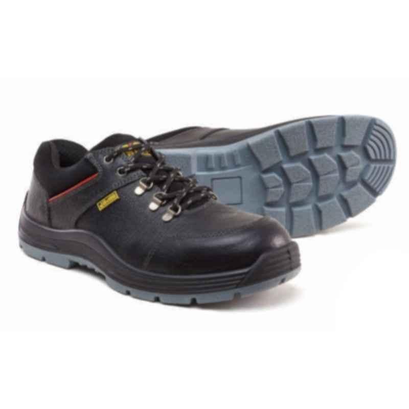 Jama Kingson Genuine Leather Double Density PU Low Ankle Alabama Print Black Safety Shoes, JB-009, Size: 8