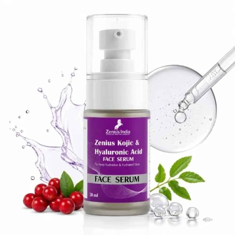 Zenius India 30ml Kojic & Hyaluronic Acid Serum with Betaine, Aquaxyl, Hyaluronic Acid & Salicylic Acid for Deep Hydration & Hydrating Skin