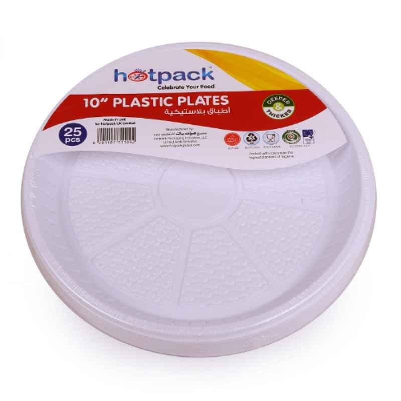 Hotpack 25Pcs 10 inch Plastic Round Plate Set, PARPP10D